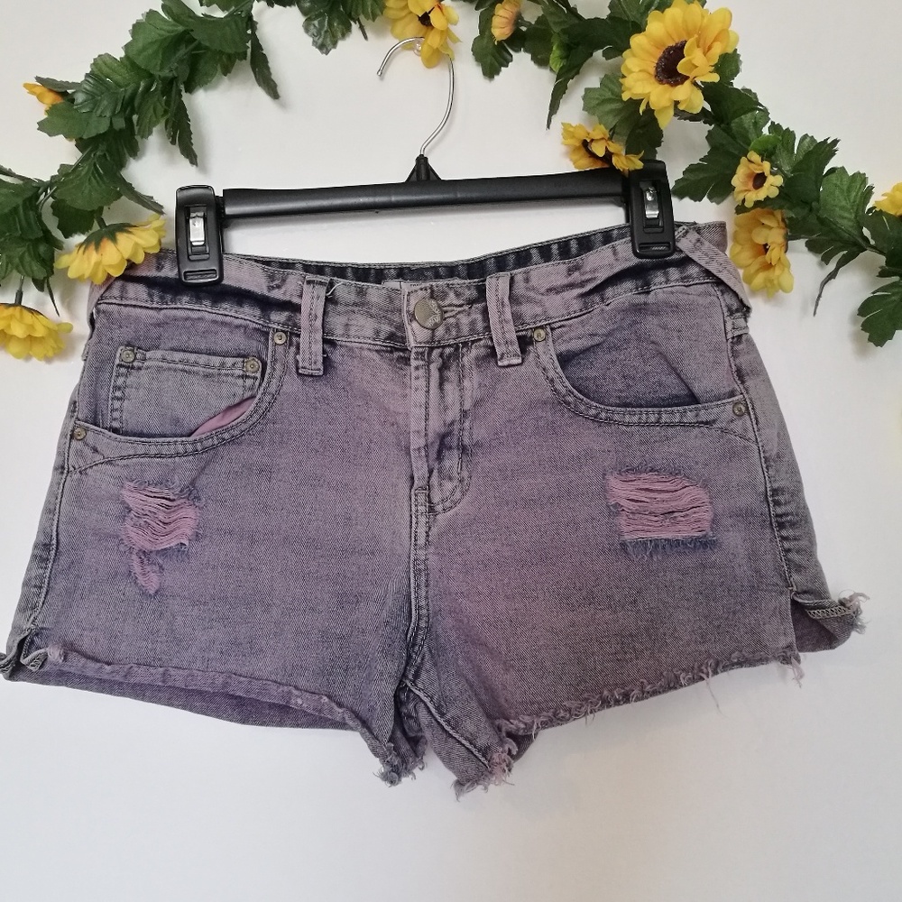 Free People  Cutoff Pink/Purple Denim Shorts